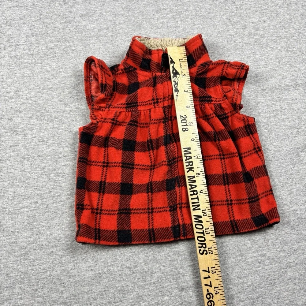 Carter's Baby Girls Cozy Fleece Vest Ruffles Red Black‎ 9 Months Sherpa Collar